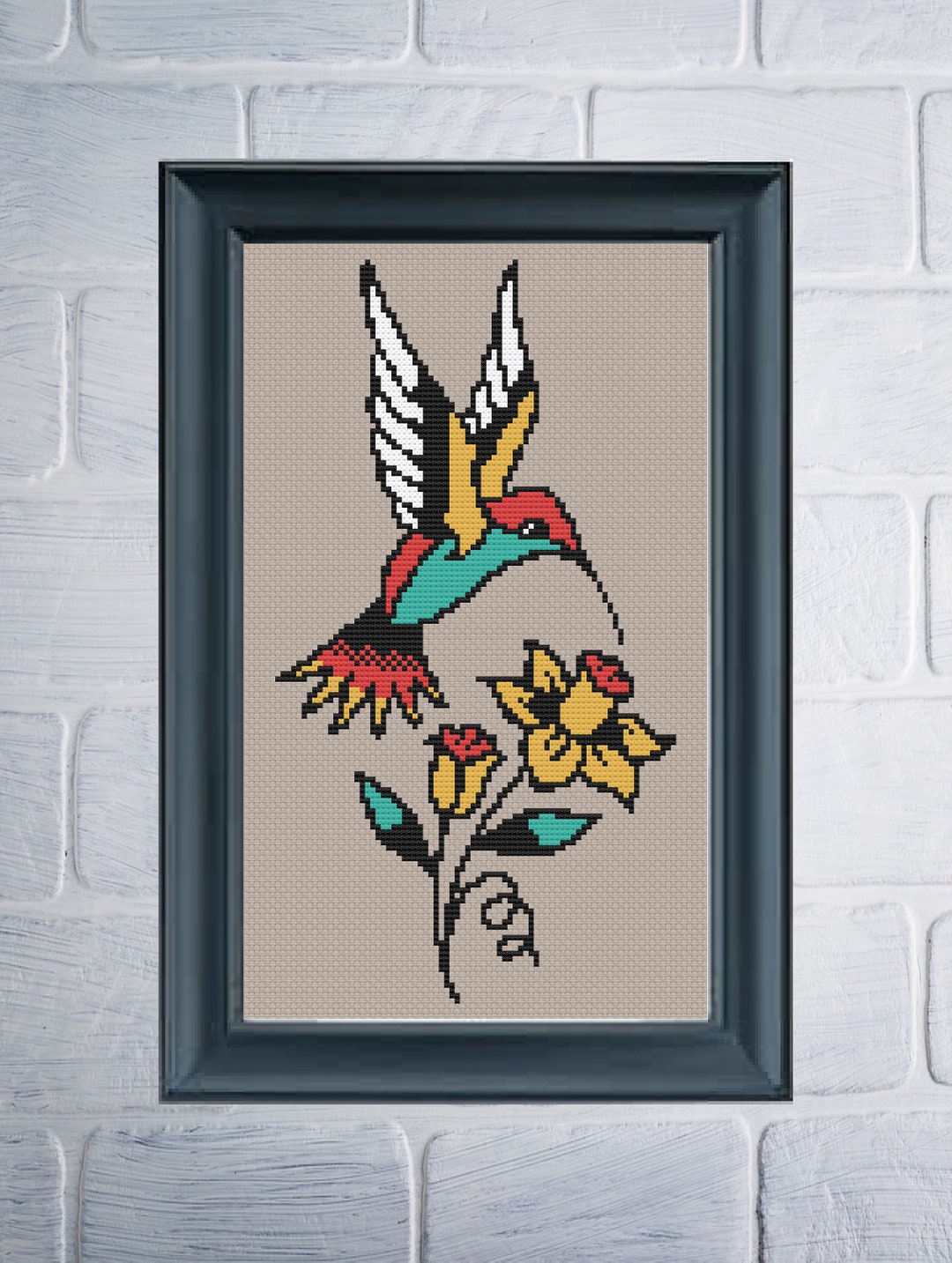 Kolibri-Kreuzstich-Set Für Anfänger – Vorgedruckt, 36x36 Cm, Mit Nadel & Farbigem Garn