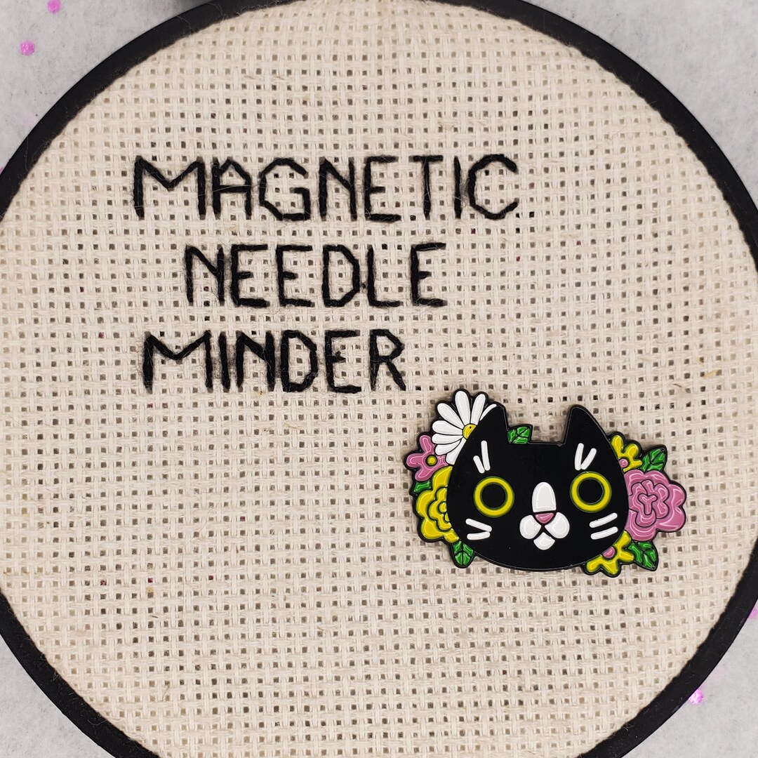 2 stuks Naald minder voor Borduurpunt, Cartoon Kat Naald magneet voor Kruissteek Borduren, handwerken