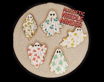 Ghost Needle Minder - Spooky Magnet for Planner or Hat - Cute Halloween Embroidery Tool, Kawaii Sewing Gift