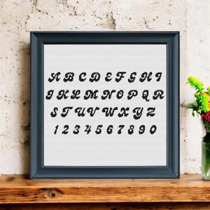 Vintage Schrift Kreuzstich Stickmuster PDF - Modernes gesticktes Alphabet - Instant Download