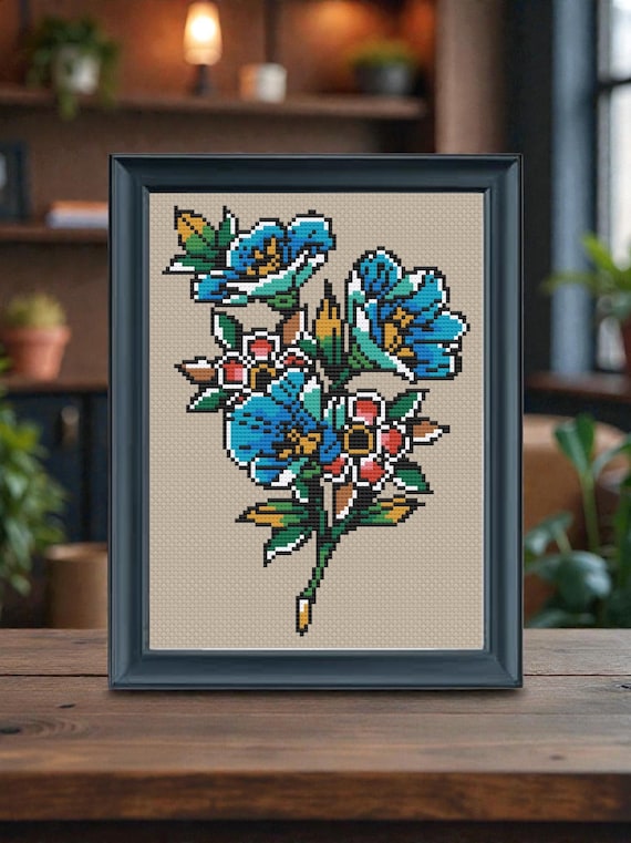 Morning Glory Cross Stitch Pattern PDF - Tattoo Mountain Flower