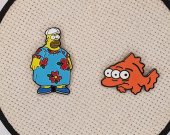 Muumuu Homer Magnetic Needle Minder – Funny Simpsons Embroidery Accessory, Blinky the Fish Hat and Planner Magnet, Cartoon Sewing Gift