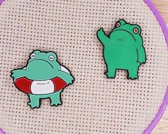 Naughty Frog Needle Minder Magnetic for Cross Stitch, Embroidery, or Frog Decorative Magnet - Funny Needle Minder