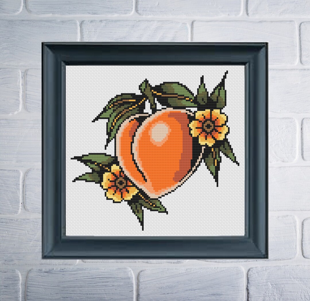 PATTERN Juicy Peach Cross Stitch Pattern Fruit Cross Stitch Etsy