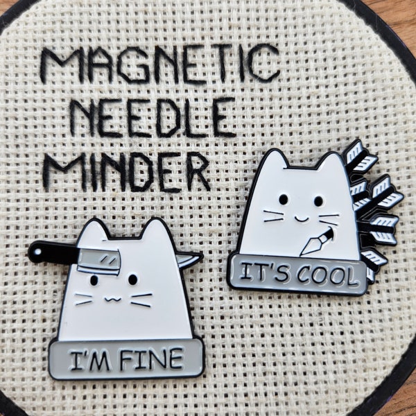 Fine Cat Needle Minder Magnetic for Cross Stitch, Embroidery, or Cat Decorative Magnet - Hilarious Needle Minder