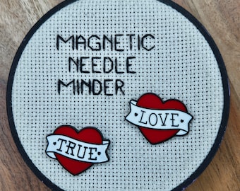 Heart Needle Minder Magnetic for Cross Stitch, Embroidery, or Heart Decorative Magnet - Tattoo Needle Minder - Punk Needle Minder