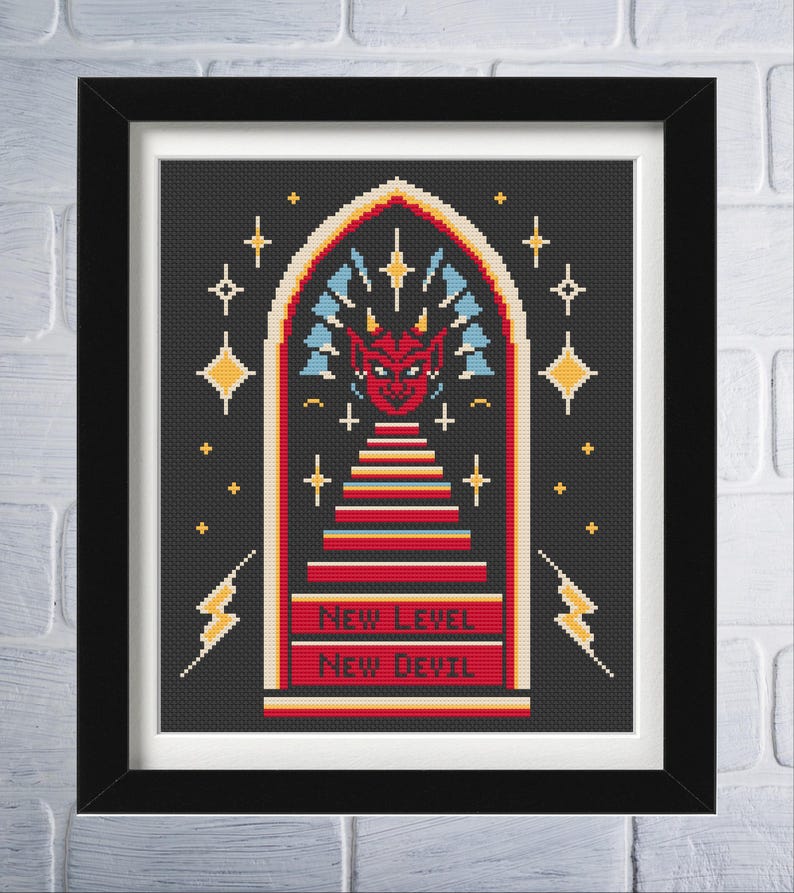 New Level New Devil Cross Stitch Pattern PDF - Sobriety Halloween ...