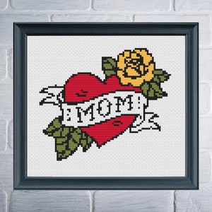 PATTERN Mom Tattoo Cross Stitch Pattern - Mother's Day Cross Stitch Pattern - Modern Cross Stitch - Funny Cross Stitch Pattern