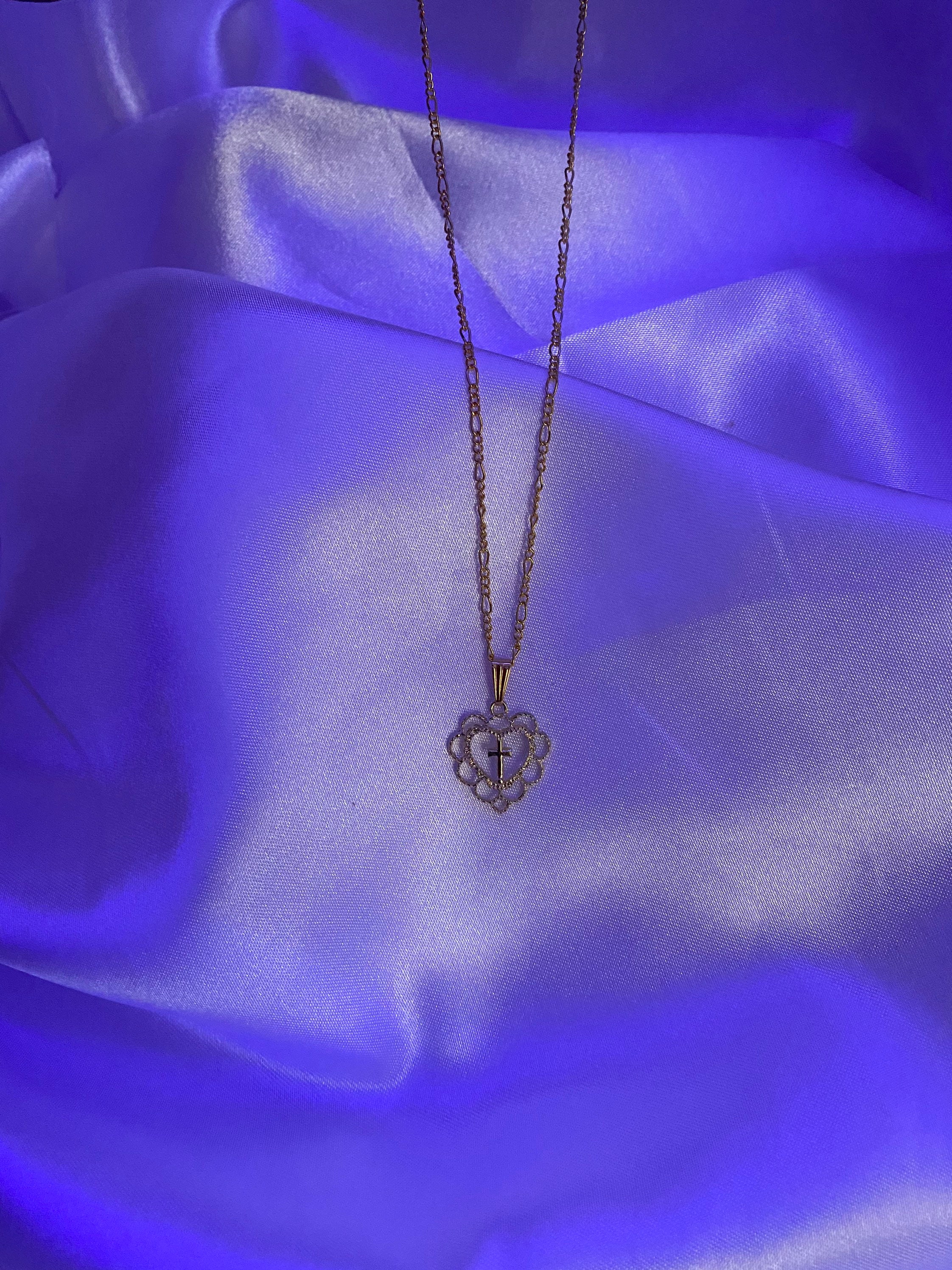 Cross heart pendant necklace Gold Etsy