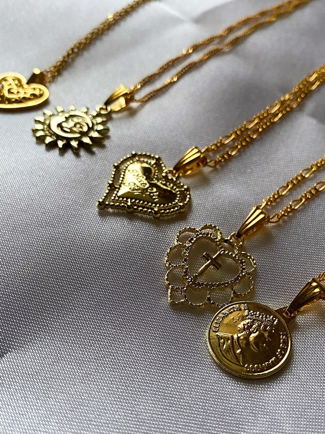 Cross heart pendant necklace Gold Etsy