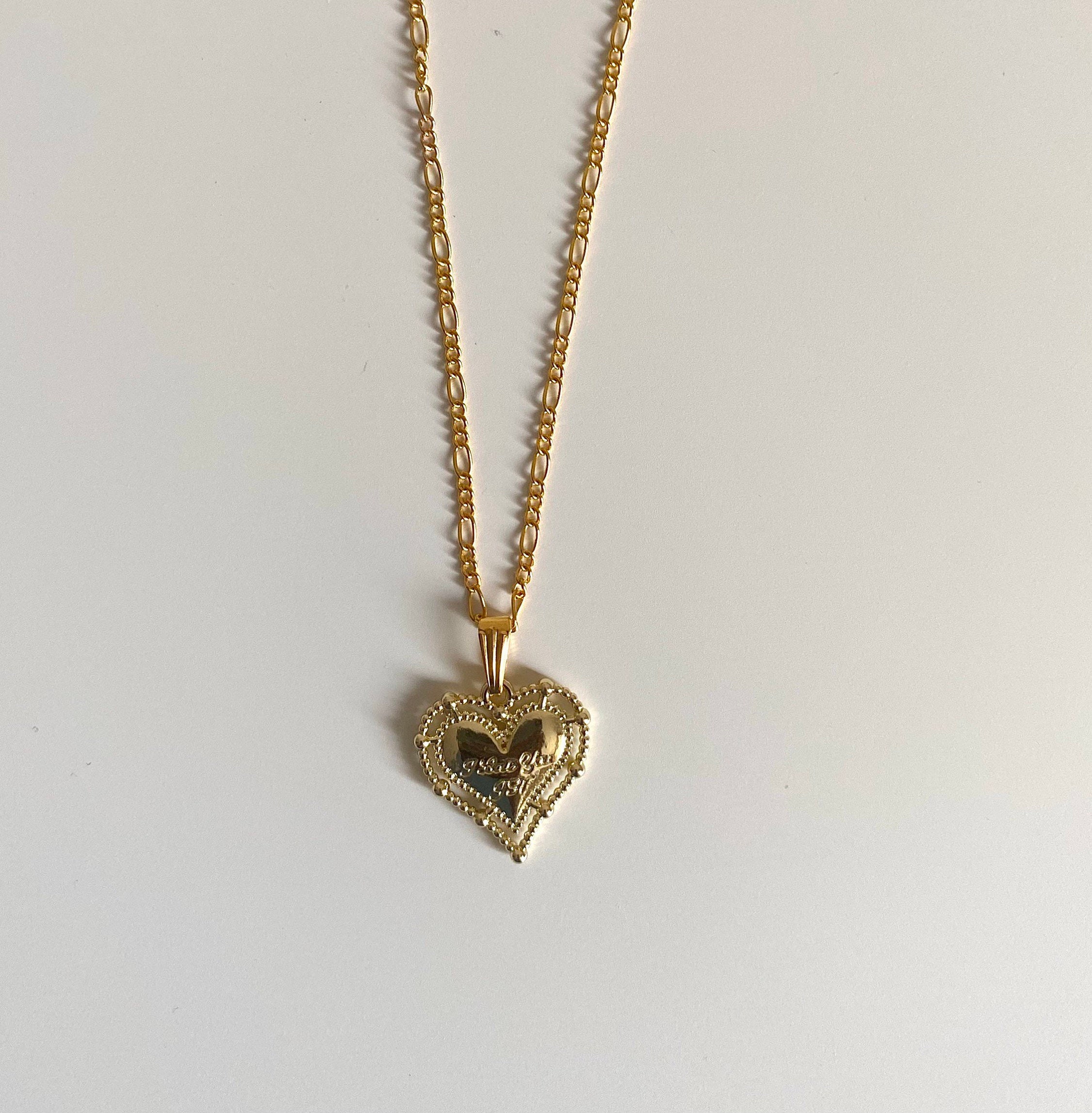 Double heart pendant necklace Gold | Etsy