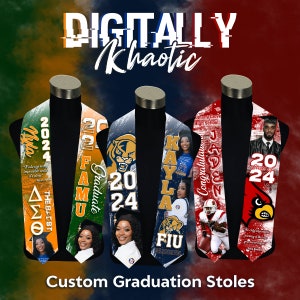 Custom Sublimated Graduation Stole | Personalized Name, School, Photos, Colors (2026)