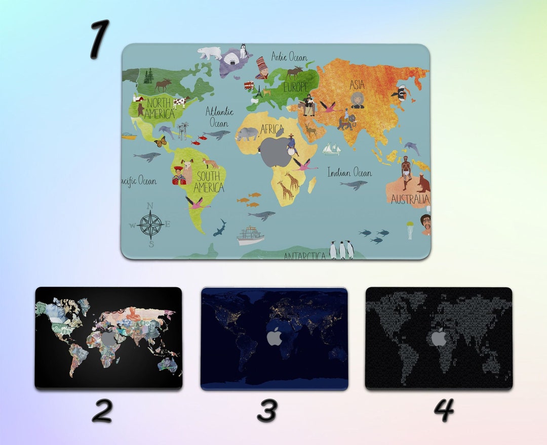World Map MacBook Case MacBook Air M2 Case MacBook Pro 13 Inch Case ...