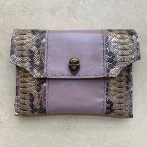 Bolso de mano único, totalmente cosido a mano, en tonos malva y dorado, bolso exclusivo, hecho a mano.