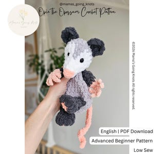 Opie la Zarigüeya / Pequeños juguetes de peluche con manitas / Costura baja / Patrón de crochet