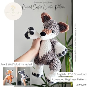 Coyote Crochet Pattern | Low Sew | Amigurumi Coyote | Digital Download | PDF | English