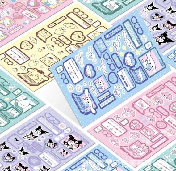 SANRIO CHARACTERS STICKERS | adorable cute cinnamoroll kuromi melody kitty sticker for deco  journal Kpop scrapbooking stationery toploader