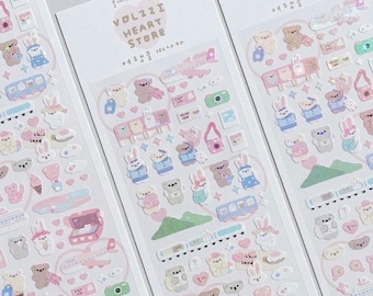 VOLZZI REISE STICKER | niedlicher entzückender kawaii Briefpapier Stickerbogen, koreanischer Japanisch für Journal, Deko, toploader, polco, diy scrapbook