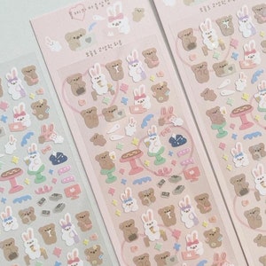 ADESIVI DECORATIVI COREANI / adorabile adesivo decalcomania kpop kawaii carino con design a forma di orso per polco, deco, toploader, diario, fai da te e scrapbooking