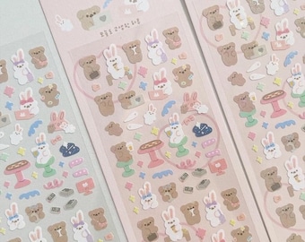 DEKORATIVE KOREANISCHE AUFKLEBER | entzückender niedlicher kpop abziehbild aufkleber bär entwurf für polco, deko, toploader, journal, diy und scrapbooking