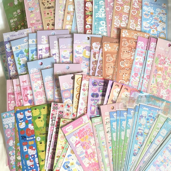 HUGE STICKER SALE | cute sticker sheets bundle mystery decorative deco korean for journal, kpop toploader, scrapbook, diy, kawaii stationery