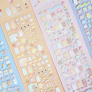 ADESIVI DECORATIVI / adorabile adesivo kawaii coreano per cancelleria con design a forma di orso per polco, deco, toploader, journal, fai da te, kpop e scrapbooking