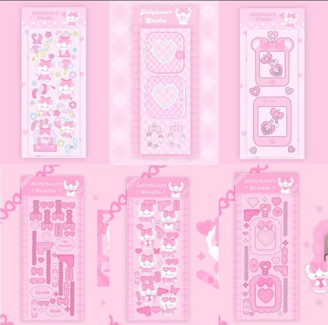KOREAN JELLYHEART STICKERS | Adorable Cute Kawaii Pink Bear Deco Polco ...