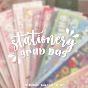 BORSA CON ARTICOLI DI CARTOLERIA / kit di avvio per diario e scrapbooking, adesivi misteriosi, penne, promemoria, note adesive, nastri washi carini fai da te coreani
