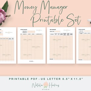 Money manager printable set with instructions that helps with personal money management so you can achieve all of your financial goals