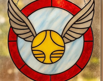 Acchiappasole Snitch ispirato all'universo magico, vero vetro colorato