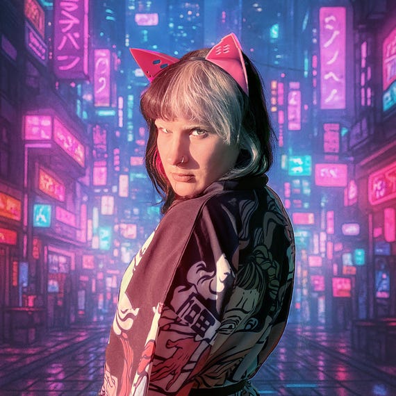 Cyberpunk Cat Ears Pink – Futuristic Cosplay Headpiece