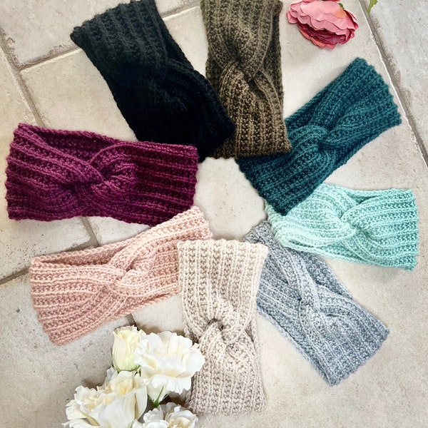 Headband en laine tricoté main