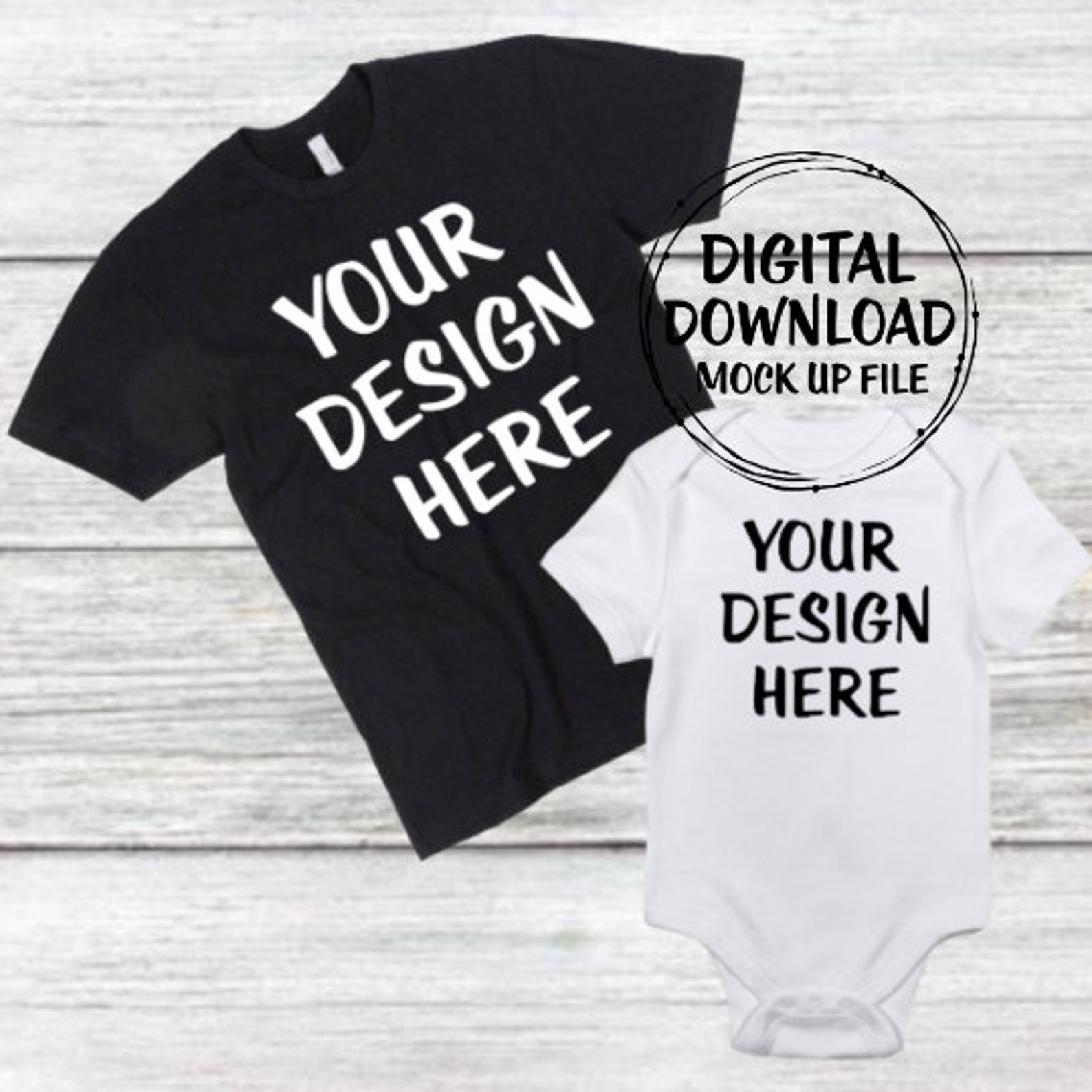 Black T-shirt and White Onesie Mock up Father Son Shirt Mockup Mommy ...
