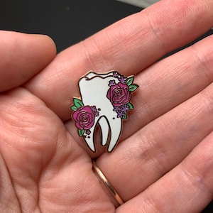 Tooth with Roses Pin