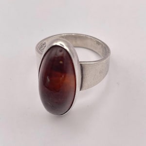 Vintage Sterling Silver and Amber Ring by Niels Erik, Denmark