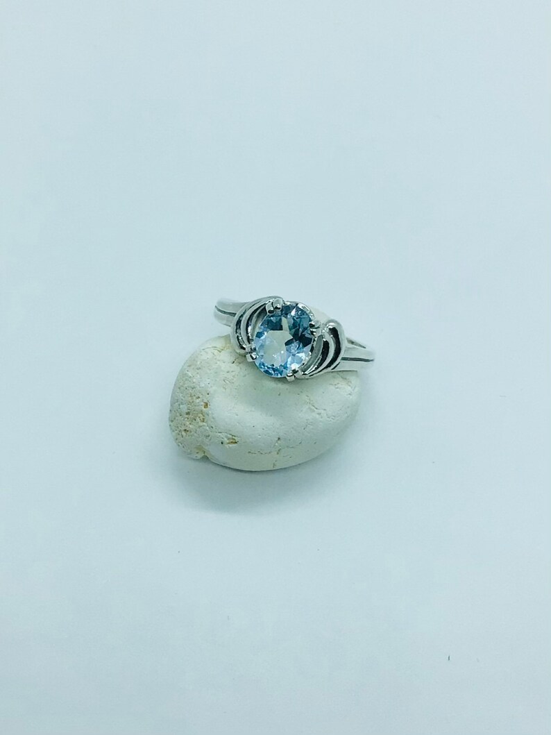 blue topaz ring Natural Citrine 8x 6 mm stone originally from Ceylon Anniversary and gift specially for Engagement