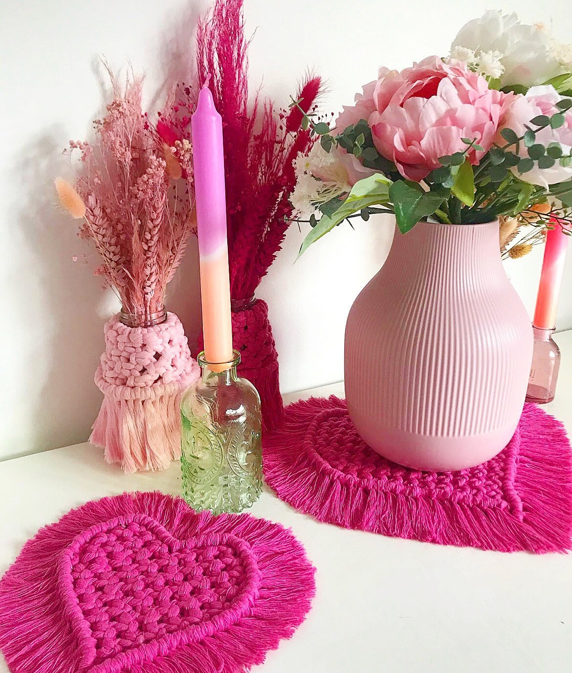 Heart Shape Macrame Placemat & Coaster Etsy New Zealand