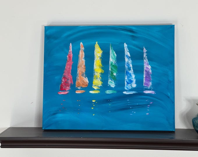 Rainbow Sails (16x20) Original acrylic painting
