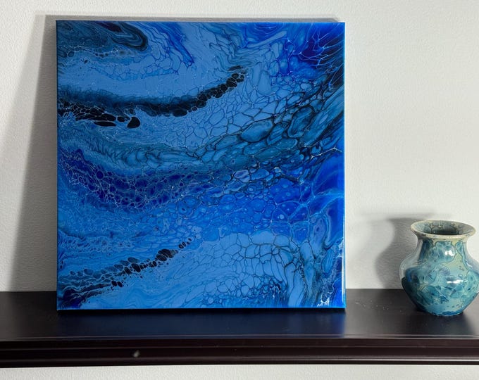 Regatta (16x16) acrylic abstract painting with resin finish