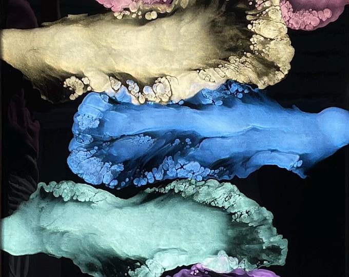 Transit - Iridescent Acrylic Painting on Canvas (16x20), Electric Colors