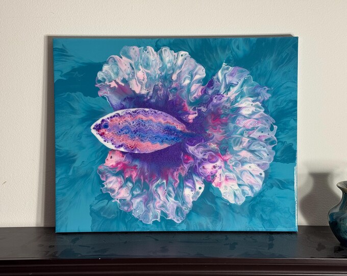 Beta Fish 16x20 original acrylic painting with resin finish