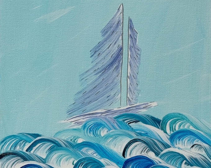 Sail Swept (14x18) Whimsical Sailboat Acrylic Painting