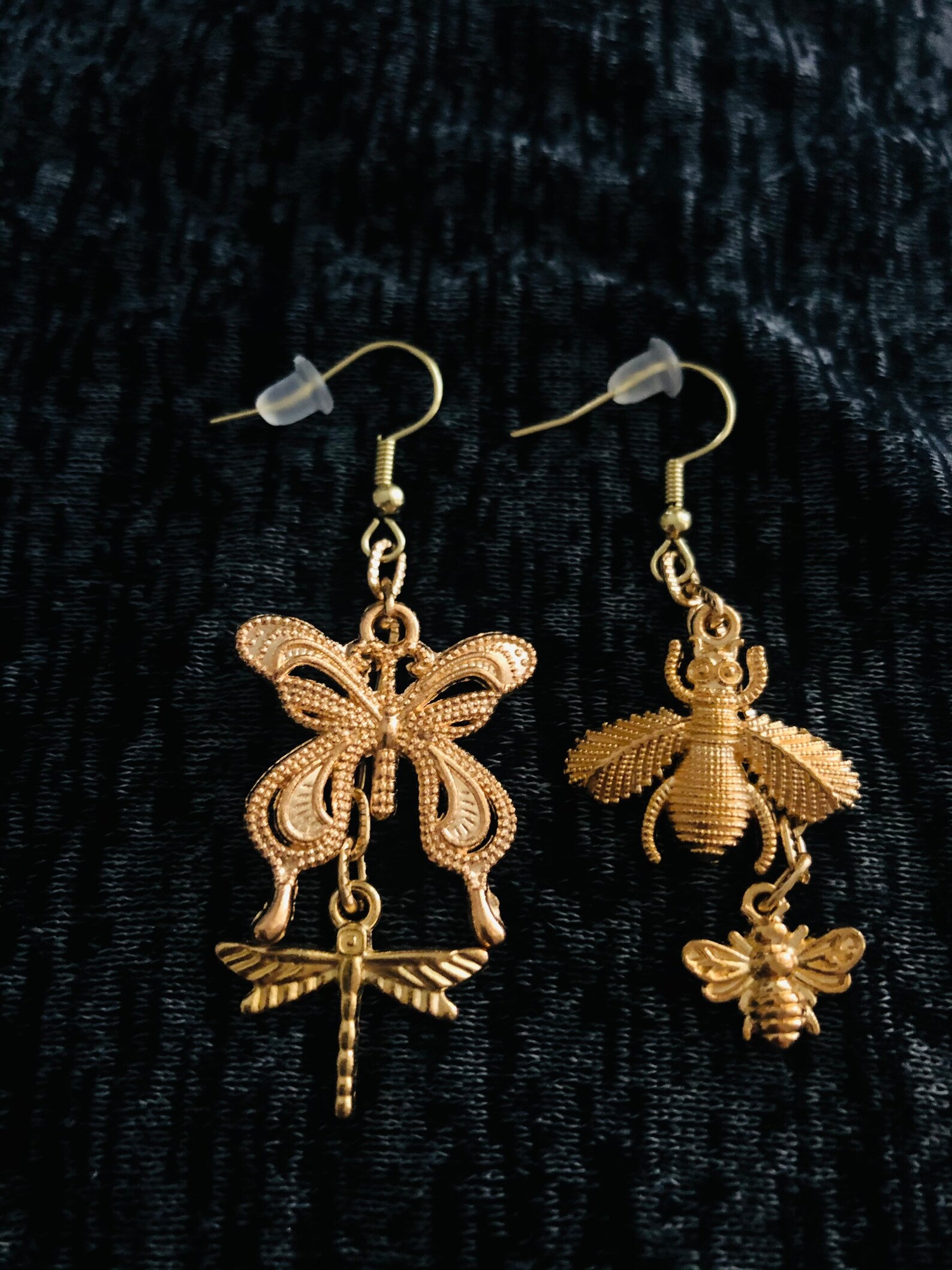Bug Lover Gold Dangle Earrings Etsy