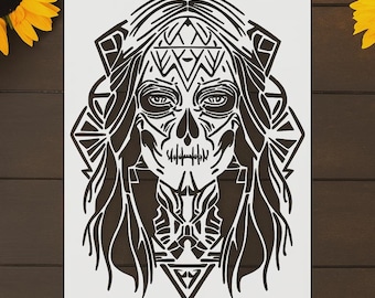 Skull Stencil Template – Reusable Craft Tool for DIY Scrapbooking, Card Making & Art Projects