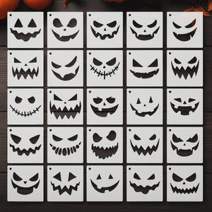 25 Pumpkin Face Stencils – Reusable Templates for DIY Crafts, Halloween Party Decor & Fun Home Decorations