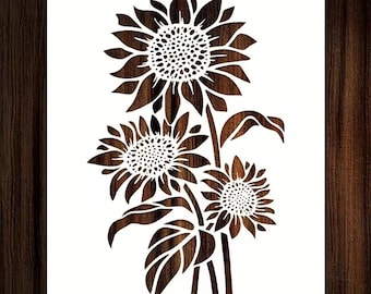 A4 Sunflower Stencil – Reusable Floral Painting Template for Wood, Wall, Garden Décor