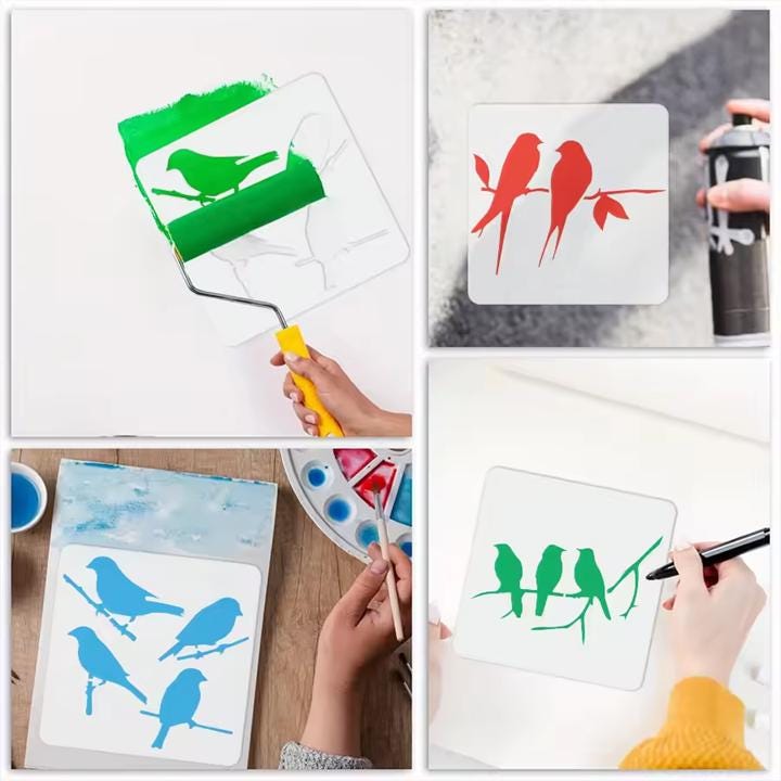 Rose Flower Stencil Set | 4pcs PET Reusable Painting Templates | DIY ...