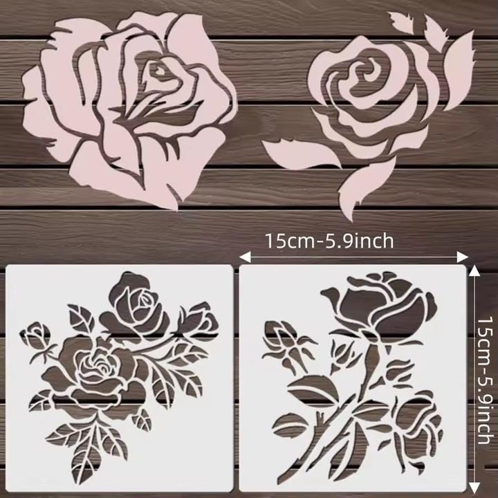 Rose Flower Stencil Set | 4pcs PET Reusable Painting Templates | DIY ...