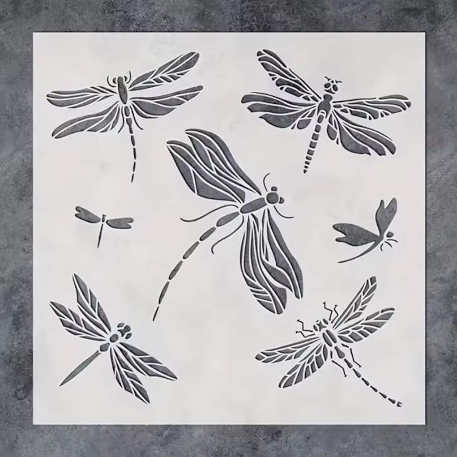 Dragonfly Stencil – Reusable DIY Airbrush Template for Crafts, Wall Art ...