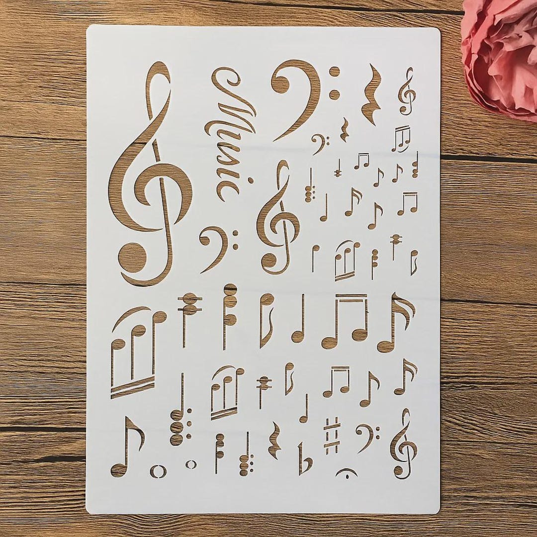 Music Notes Stencil - A4 29cm DIY Layering Template for Wall Art ...